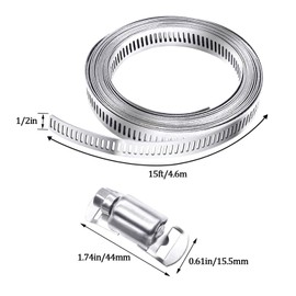 maierke 304 Stainless Steel Hose Clamp Assortment Kit,DIY 15FT Metal Strap + 8 Stronger Fasteners,Adjustable Large Worm Gear Hose Clamps Screw Clamps for Pipe,Duct,Tube,and Fuel Line M1-058-15FT
