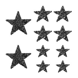 sourcing map 60 Pcs Star Iron on Patches, Rhinestone Glitter Patch Appliques for Clothing Repair Hats Jeans Shoes Decoration, Black