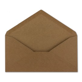25 DIN long envelopes kraft paper brown 22 x 11 cm -120 g m² wet glue postal envelopes without window ideal for Christmas greeting cards invitations from your Glüxx agent