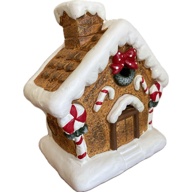 khevga Christmas Decoration Gingerbread House Terracotta LED Timer Set of