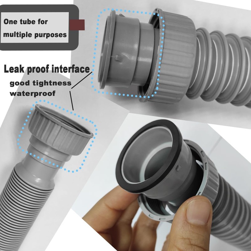 1-1/2" Sink Drain Pipe Kit, Flexible Drain Pipe P Trap,
