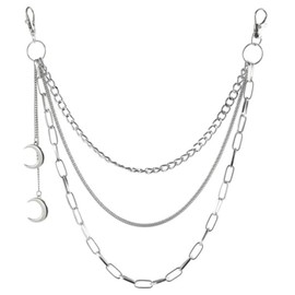 Milsil Wallet Chain Biker Jean Pocket Chain -Trouser Chains, Jean Chains Goth Accessories Pant Chain Punk for Men Women (moon1)