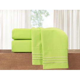 Elegant Comfort 1500 Thread Count Embroidered Egyptian Quality Luxurious Silky Soft Wrinkle & Fade Resistant 2-Piece Pillowcase, King/California King Lime