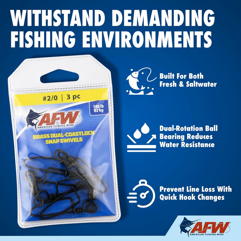 AFW Brass Dual Snap Swivels, 120 lb / 54 kg