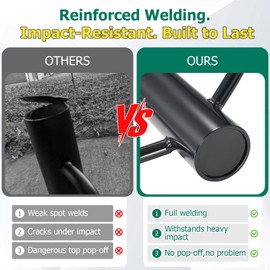 COCONUT T Post Driver, 12 LBS Fence Post Driver with Handles, 16.5 Inch Long Metal Fence Post Pounder, Hand Post Rammer Pilling Tool for U Channel Wooden Post