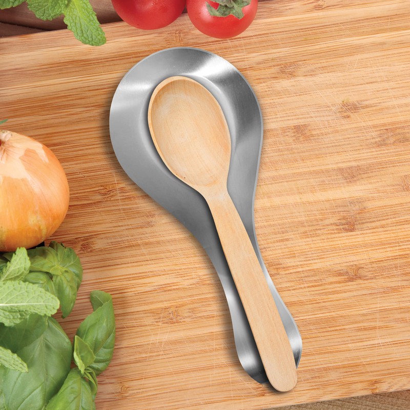 OGGI Stainless Steel Spoon Rest- Long Handle Holds Kitchen Utensils
