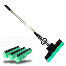 PVA Ultra Professional Double Roller Sponge Foam Rubber Mop with 3 EXTRA HEADS