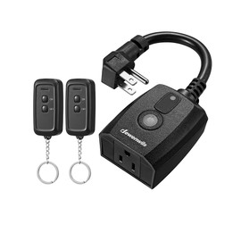 DEWENWILS Outdoor Remote Control Outlet for Christmas Decor, Wireless Remote Switch, Weatherproof Electrical Plug in Switch, 3-Prong 15A, 6-Inch Cord, 100FT Range, 2 Remotes 1 Outlet, ETL Listed