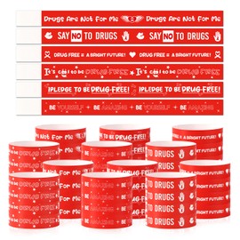600pcs Red Ribbon Week Bracelets, Drug Free Wristbands Paper Anti Drug Bracelets Red Ribbon Week Awareness Supplies Gifts for Red Ribbon Week School Events Charity Activity Campaigns