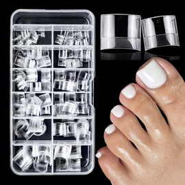 LuckForever 240pc Fake Toenail Soft Gel Toe Nail Tips Clear French Toenails Short Square Fake Nail for Toes, 12 Sizes False Toenail Clear Toes Nail Tips for Gel/Acrylic Press onToenails Extension