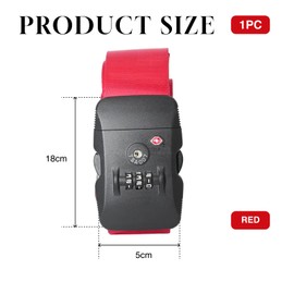 Flewdart Luggage Strap with TSA Lock Red with Address Tag, Suitcase Strap Strap TSA Combination Lock Locks Cross for Air Travel (Red)