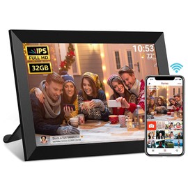 32GB FRAMEO 10.1 Inch Smart WiFi Digital Photo Frame,1280x800 HD IPS Touch Screen Photo Frame Electronic,Auto-Rotate and Slideshow,Share Photos or Videos Remotely via App from Anywhere