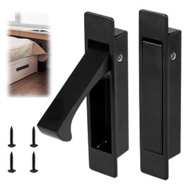 2 Pcs Pocket Door Pull Handle,Flush Mount Door Pull,Hidden Pocket Door Hardware Mount Recessed Drawer Pulls for Sliding Door Closet Cabinet Bathroom,304 Stainless Steel (Black)