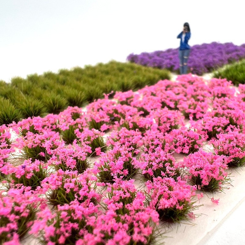 314 Pcs Nylon Miniature Grass Tufts, Mixed Pink & Purple