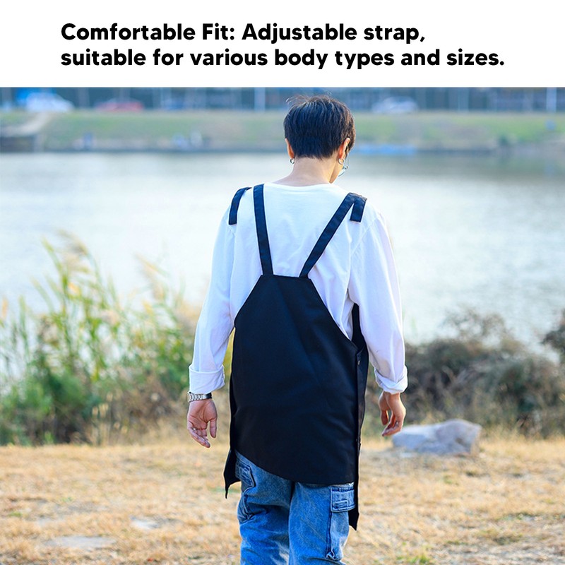 Kitchen Apron Black Apron Polyester Pockets Adjustable Strap Unisex Apron