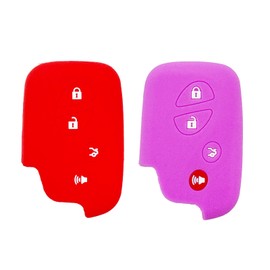 WEIBISS 2Pcs Silicone Key Fob Cover Protector Keyless Jacket Remote Holder for Lexus GX460 RX350 ES350 IS250 GX460 LX570 IS350 GS430 GS300 GS450h HYQ14AEM HYQ14ACX, Red+Purple