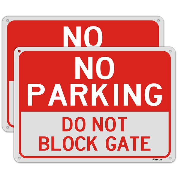 No Parking Do Not Block Gate Signs, Metal Reflective 10"