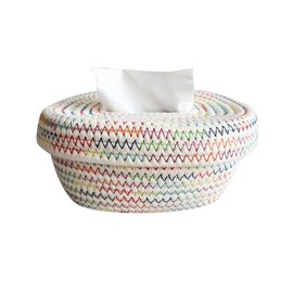 UtySty Tissue Box Cover Rectangle Holder Hand-Woven Cotton Bohemian Style Decorative Storage Organizer Dispenser for Napkin Facial Paper Handkerchief Desktop Dining Room Bedroom Office Countertop Car