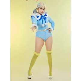 Mobbunny Women Anime Derivative Romper Penguin Onesie Pajama Bodysuit with Shawl Fluffy Hooded Jumpsuit Homewear