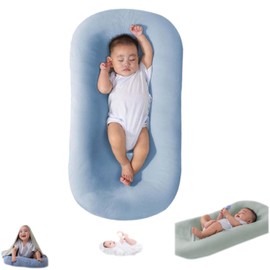 2024 New Baby Lounger for Newborn Breathable & Portable Infant Lounger Cover,Newborn Essentials,Organic Cotton, Fiberfill (clear sky blue,0-6months)
