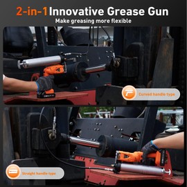 TaskStar 2-in-1 Electric Grease Gun: 10,000 PSI High-Pressure Battery Powered Grease Gun with 2×2.0Ah Batteries, 39.4" Hose, for Farm, Workshop & Heavy Machinery Maintenance