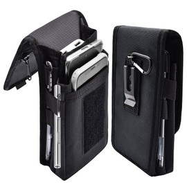 Funda para teléfono con cinturón, soporte grande para smartphone, funda táctica multiusos para teléfono móvil, soporte para teléfono móvil para trabajo, senderismo, camping, barbacoa, rescate （Negro）