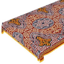 CraftiEgypt Ramadan Tablecloth Decorations – Handmade Tablecloth, Printed Egyptian Khayamiya Design, Colorful Red, Cotton Blend – 55"x70" (140x180 cm) Rectangle