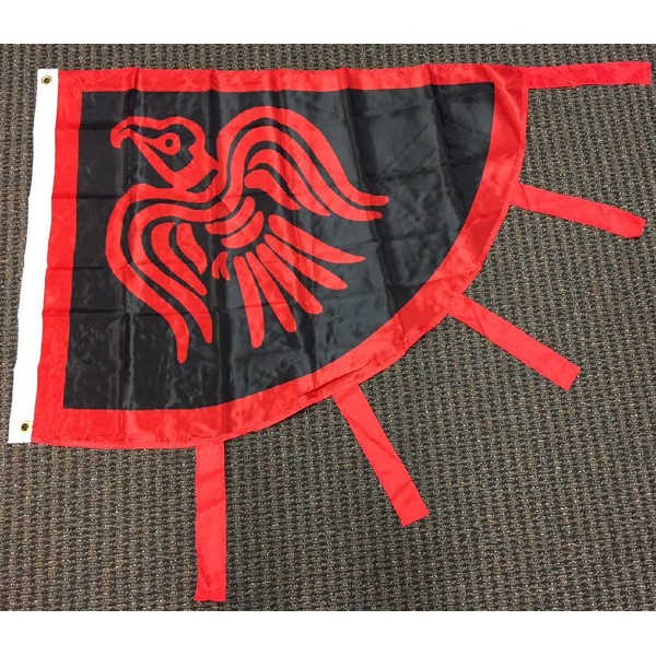 Scandinavian Viking Raven Flag 3 x 4 Foot Red and Black Norse Pirate Banner New
