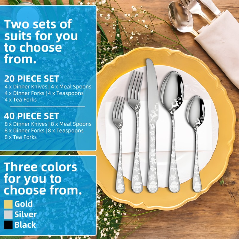 20-Piece Silverware Set Service for 5 Stainless Steel Flatware Cutlery