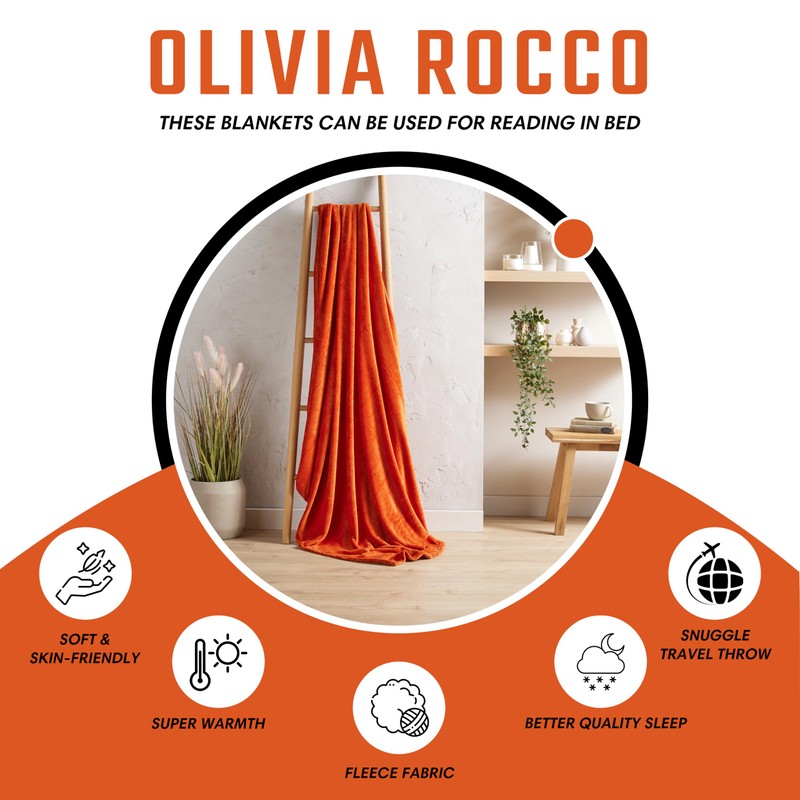 Olivia Rocco Flannel Fleece Throw Blanket Super Soft Warm Fluffy