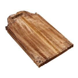 Winlay Mango wood hand carved Chopping & Serving Tray for kitchen, dining table and outdoor SIZE 16.5x9x0.95 inch