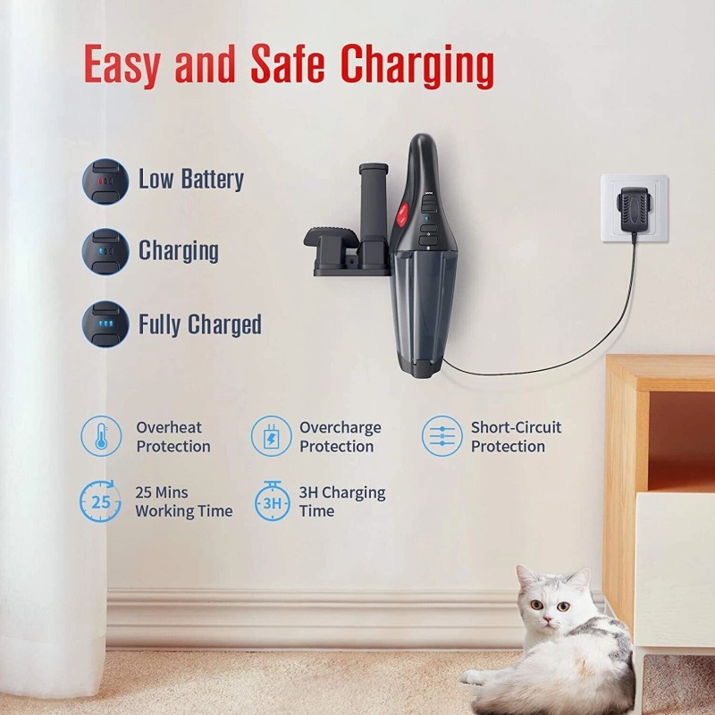 Hommak Handheld Vacuum Cordless, 6Kpa Powerful Suction Hand Vacuum Cleaner