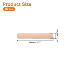 sourcing map 20Pcs 1/2"x3-1/8" (10mmx80mm) Wooden Dowel Pins, Fluted Wood Beveled Ends Tapered Dowel Hardwood Pegs, Wood Dowels Rods for Furniture, DIY Crafts