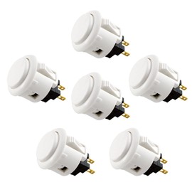 Sanwa 6 pcs OBSF-24 Original Push Button 24mm - for Arcade Jamma Video Game & Arcade Joystick Games Console (White) S@NWA