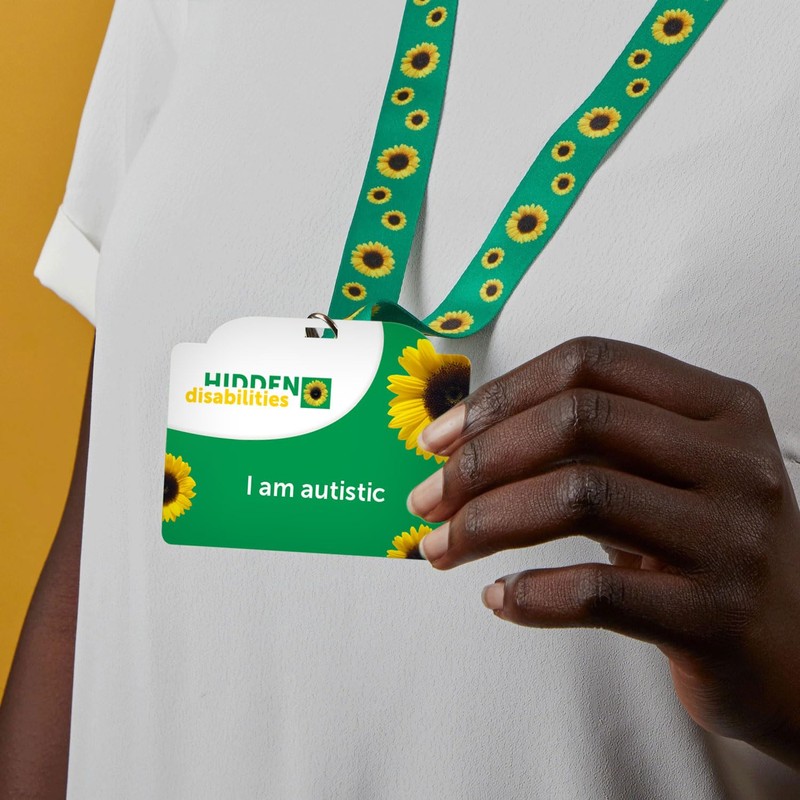 Autism Awareness Card with Hidden Disabilities Sunflower Lanyard, Hidden Disability