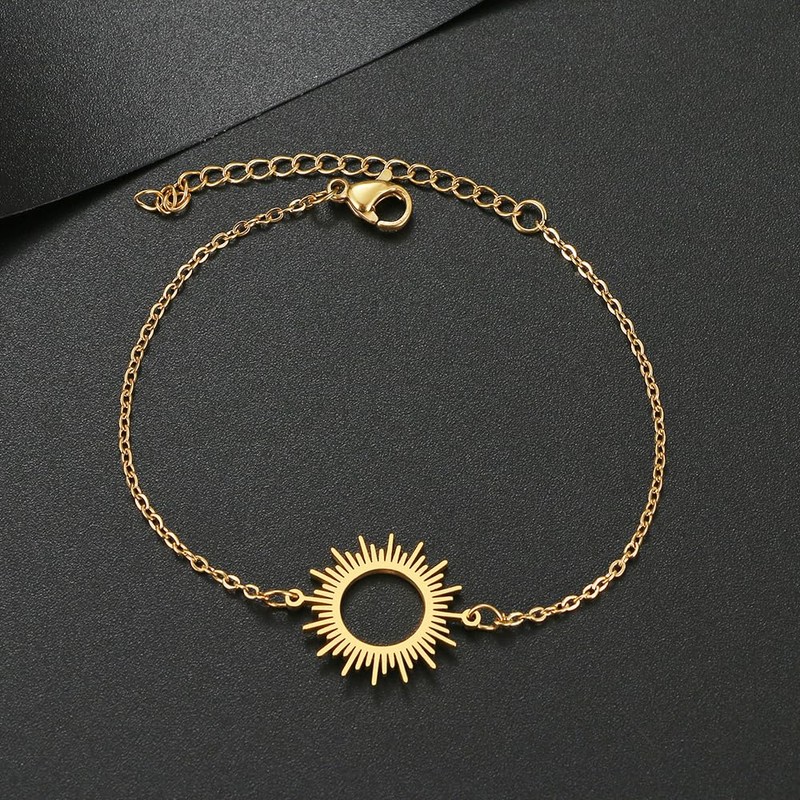 MYANAIL Stainless Steel Sun Bracelet Jewelry Sunshine Circle Chain Bracelet