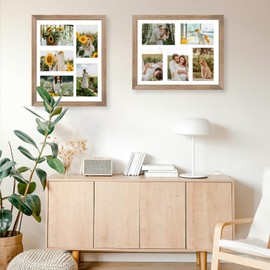 JCJMY 11x14 Collage Picture Frame with Mat, Display 5 Pcs 4x6 Photos or 11x14 Picture, Five Opening 4x6 Picture Frame Collage for Wall Hanging, Lightweight 4 x 6 Multi Photo Frame, Rustic Brown