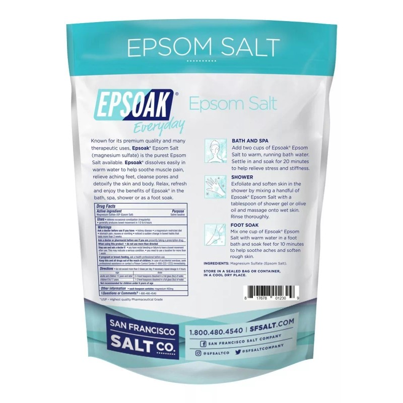 Epsoak Sal De Epsom 2 Libras. Usp Sulfato De Magnesio