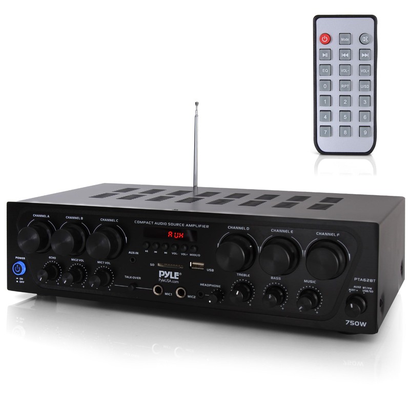 Pyle Wireless Bluetooth Home Audio Amplifier System-Upgraded 6 Channel 750