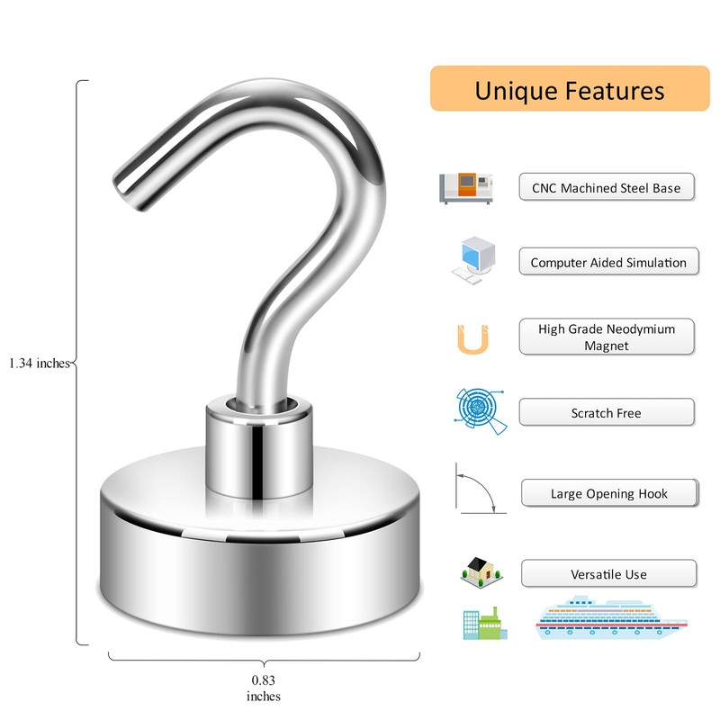 Neosmuk Magnetic Hooks,Heavy Duty Earth Magnets with Hook for Refrigerator,