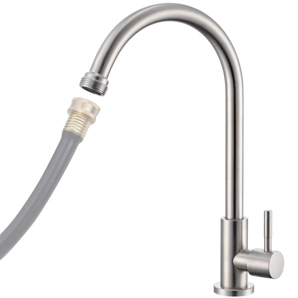 KroBer Cold Water Faucet Only – Brushed Nickel Stainless Steel