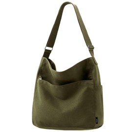 KALIDI FANCY FOREST Women's Tote Bag, Large Capacity, Shoulder Bag, Large 2-Way Shoulder Bag, Crossbody Crossbody Canvas Tote, Canvas Tote Bag, Lightweight, Plain, For School or Work, 3 Zipper Pockets