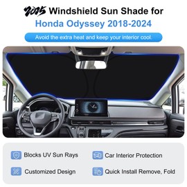 Sun Shade for 2018-2024 2025 2026 Honda Odyssey Accessories LX,EX,EX-L,Touring,Elite Minivan Windshield Sunshade Cover Front Window Shade Custom Fit Odyssey Sun Visor Protector Foldable Blocks UV Rays
