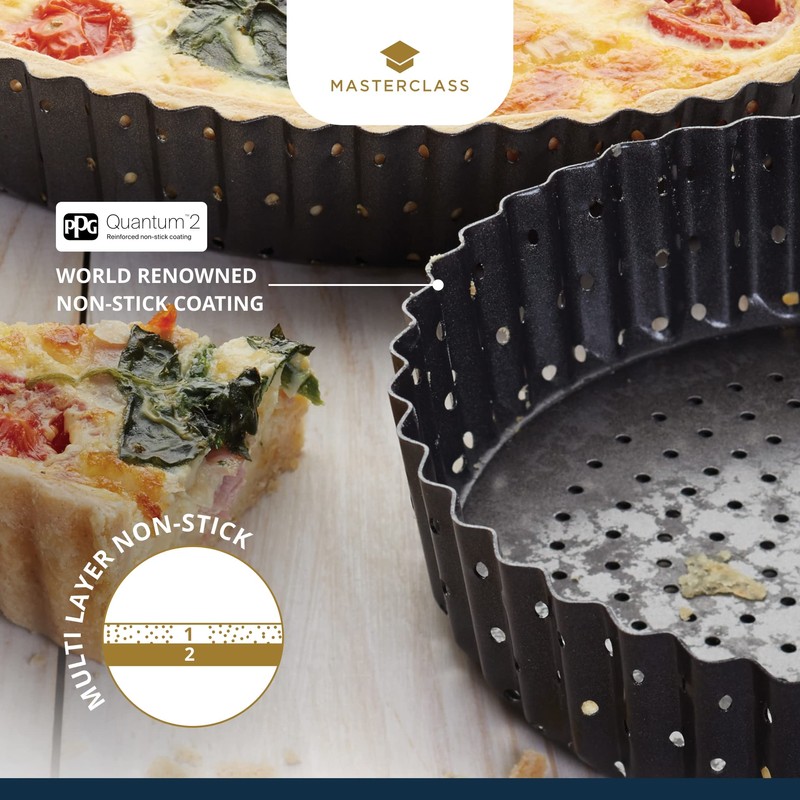 MasterClass KCMCCB33 Crusty Bake 25 cm Perforated Quiche Tin with