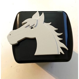 Horse Head in 3d - Black with White - 2 inch Trailer Hitch Cover - Unicorn