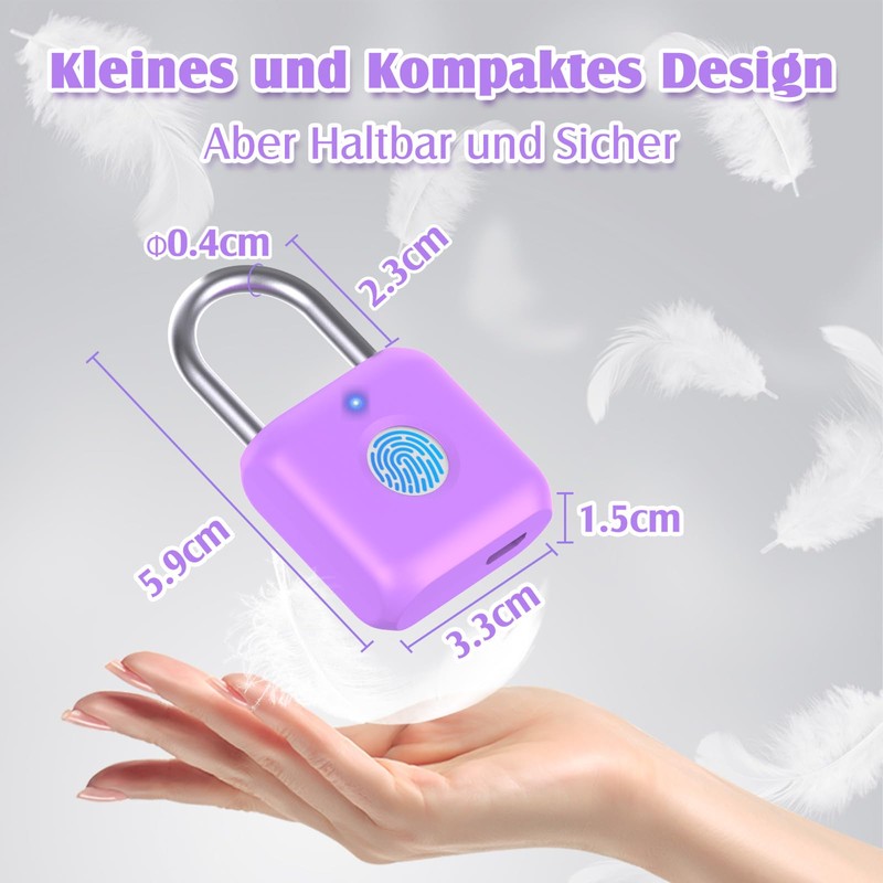Anweller Fingerprint Padlock with Fingerprint Small for Gym, Office, Home,