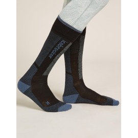 Icebreaker Women’s Merino Ski+ Light Over the Calf Socks - Black/Dawn/Graphite - Medium