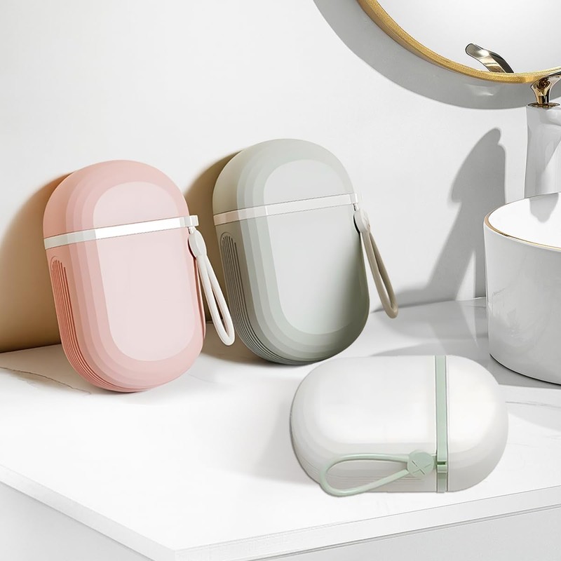 Pack of 2 Travel Waterproof Soap Box with Draining Rack