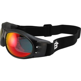 Birdz Eagle Matte Black Padded Sport Riding Goggle with ReflecTech Red Mirror Lens
