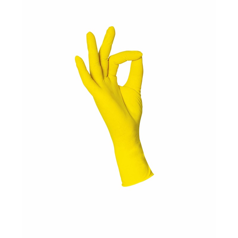AMPri Med-Comfort Lemon Nitrile Gloves, Yellow, Pack of 100, Size